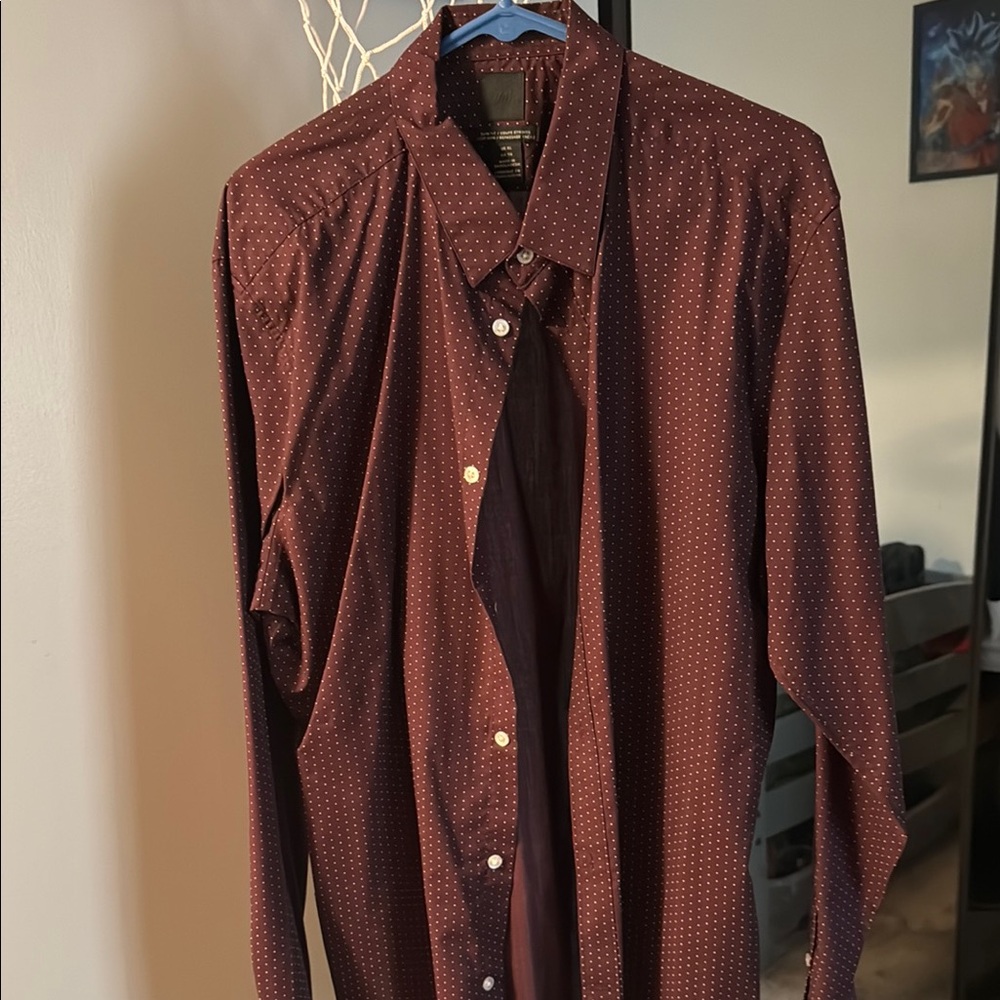 Men's Brown Polka Dot Shirt